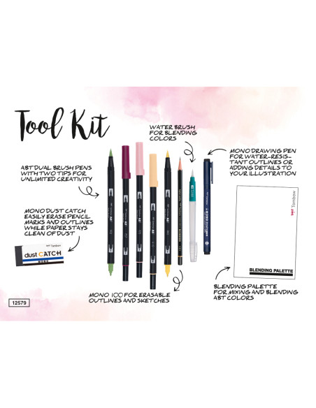 Set watercoloring tombow set floral 9 piezas