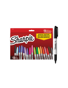 Rotulador sharpie permanente fino pack vuelta al cole pez blister de 18 unidades colores surtidos 2