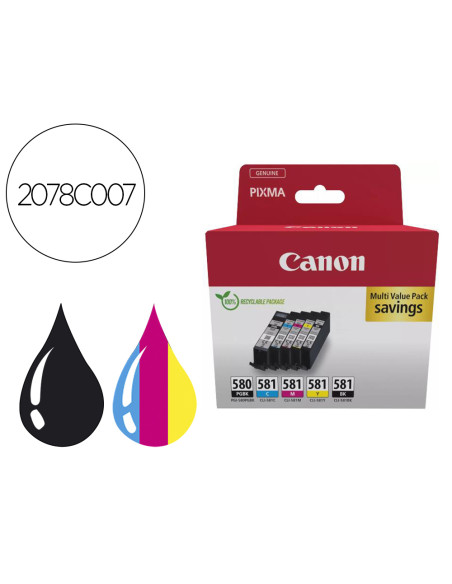 Ink-jet canon pixma multi value pack pgi580bk / cli581cmybk ecopack