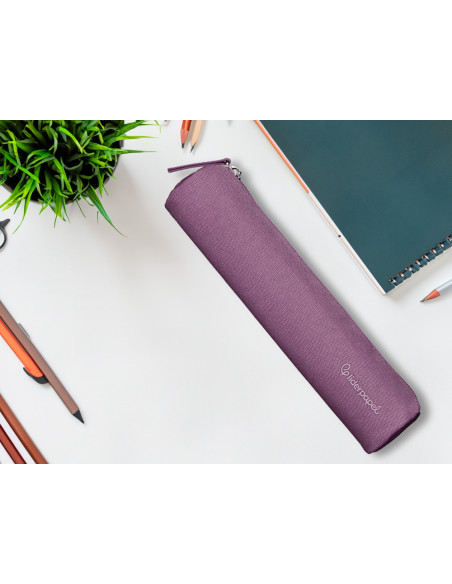 Estuche portatodo liderpapel slim cilindrico 220x45mm morado empolvado