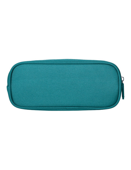 Estuche portatodo liderpapel classic ovalado 2 cremalleras con bolsillo delantero 210x90mm azul turquesa