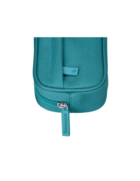 Estuche portatodo liderpapel classic ovalado 2 cremalleras con bolsillo delantero 210x90mm azul turquesa