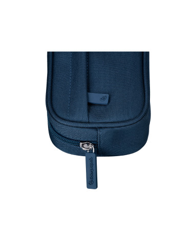 Estuche portatodo liderpapel classic ovalado 2 cremalleras con bolsillo delantero 210x90mm azul marino