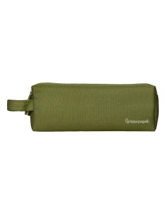 Estuche portatodo liderpapel classic rectangular con asa 2 cremalleras 210 x80mm verde militar