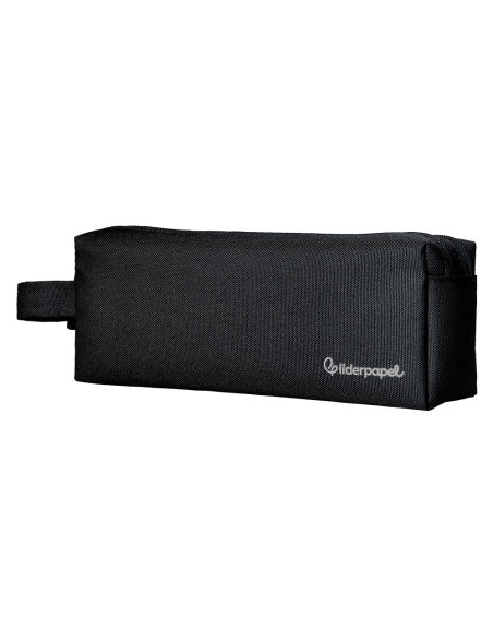Estuche portatodo liderpapel classic rectangular con asa 2 cremalleras 210 x80mm negro