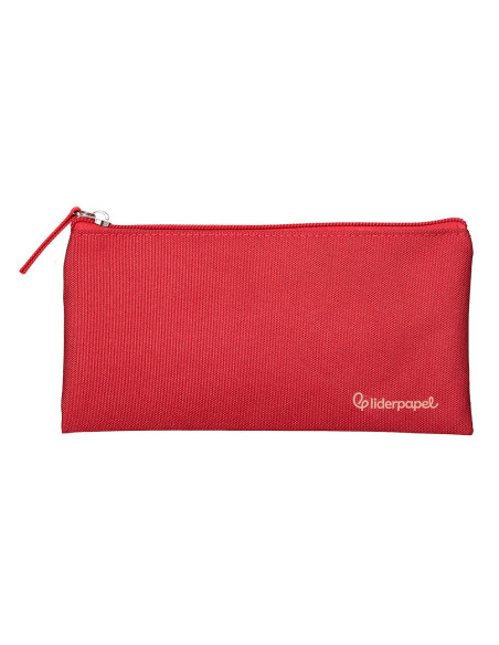 Estuche portatodo liderpapel plano ancho una cremallera 200x100 mm rojo