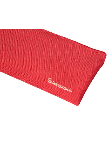 Estuche portatodo liderpapel plano ancho una cremallera 200x100 mm rojo