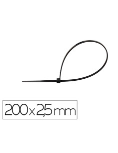 Brida q-connect color negro 200x2,5 mm bolsa de 100 unidades