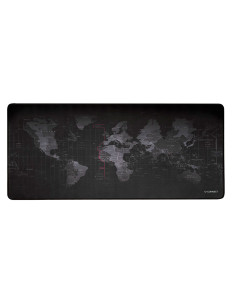 Alfombrilla para raton q-connect xxl negra con diseño mapa del mundo 900x400 mm