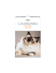 Calendario espiral pared liderpapel imagenes gatos 2025 para escribir 25x40 cm papel 157 gr 2
