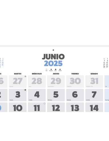 Calendario pared liderpapel clasico 2025 lomo engomado 44x32 cm papel 128 gr