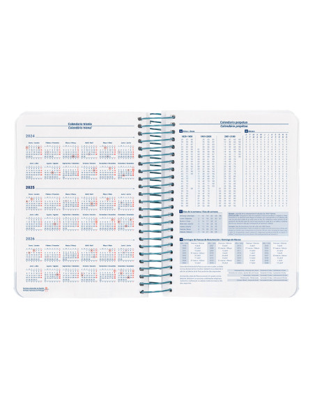 Agenda espiral liderpapel santorini a6 2025 día página 4 diseños surtidos papel 60gr