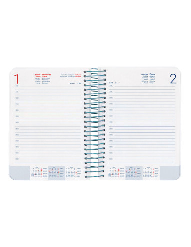 Agenda espiral liderpapel santorini a6 2025 día página 4 diseños surtidos papel 60gr