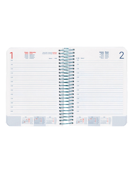 Agenda espiral liderpapel santorini a6 2025 día página 4 diseños surtidos papel 60gr