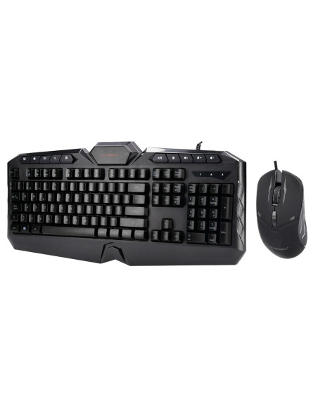 Set teclado y raton q-connect gaming con cable e iluminacion led color negro