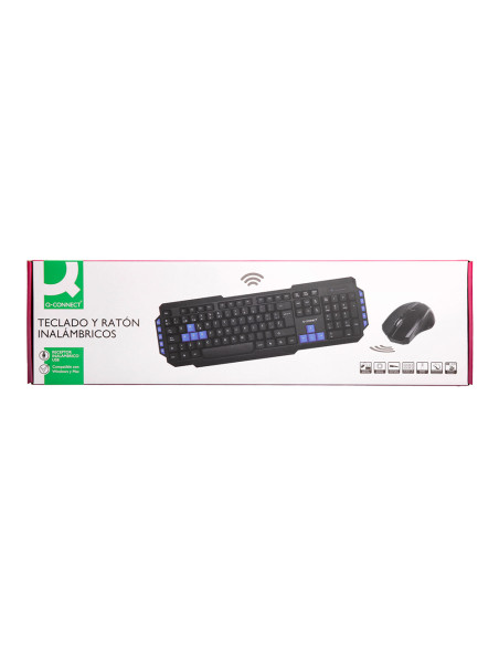Set teclado y raton q-connect inalambrico compatible windows color negro