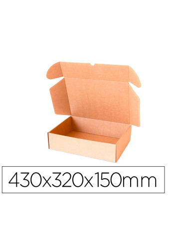 Caja automontable q-connect para e-commerce y regalo carton reciclado canal simple 3 mm kraft 430x320x150 mm