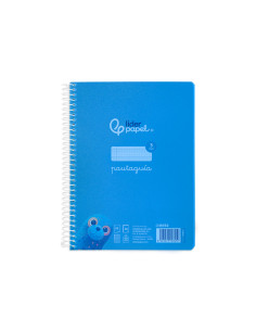 Cuaderno espiral liderpapel din a5 pautaguia tapa plastico 80h 90gr cuadro pautado 3 mm con margen color azul 2