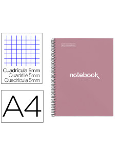 Cuaderno espiral miquelrius notebook emotions rose dust tapa forrada din a4 microperforado 80 hojas 90