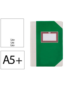 Libro cartone cosido fernandes flecha din a5+ liso 50 hojas 100 gr verde