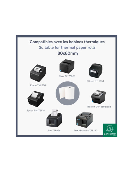 Rollo sumadora exacompta termico 80x80 mm 48 g/m2 sin bpa