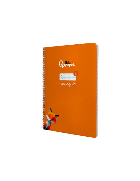 Cuaderno espiral liderpapel din a4 pautaguia tapa dura 80h 90 gr cuadro pautado 5mm color naranja