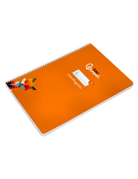 Cuaderno espiral liderpapel din a4 pautaguia tapa dura 80h 90 gr cuadro pautado 5mm color naranja