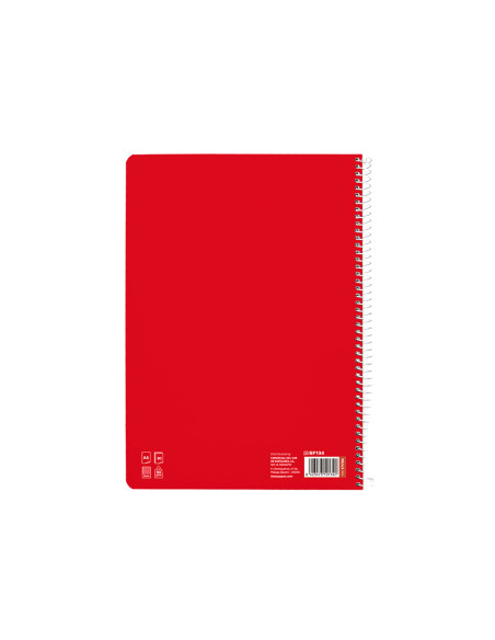 Cuaderno espiral liderpapel din a4 pautaguia tapa dura 80h 90 gr cuadro pautado 3mm color rojo