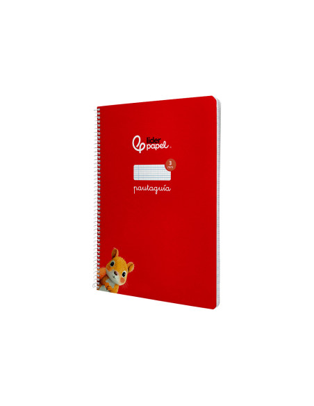 Cuaderno espiral liderpapel din a4 pautaguia tapa dura 80h 90 gr cuadro pautado 3mm color rojo