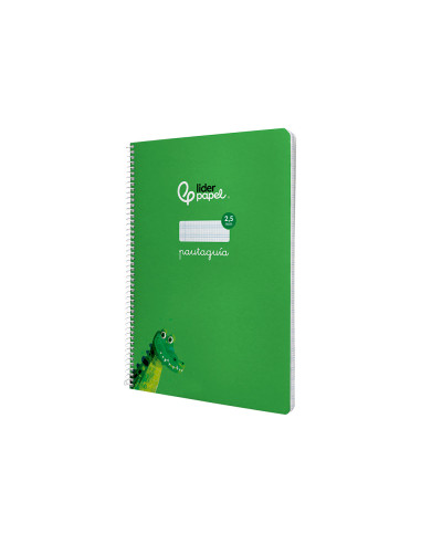 Cuaderno espiral liderpapel din a4 pautaguia tapa dura 80h 90 gr cuadro pautado 2,5mm color verde
