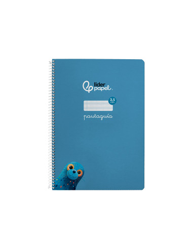 Cuaderno espiral liderpapel di din a4 pautaguia tapa dura 80h 90 gr cuadro pautado 2,5mm color azul