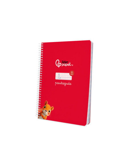 Cuaderno espiral liderpapel din a5 pautaguia tapa blanda 40h 75 gr cuadro pautado 5mm color rojo