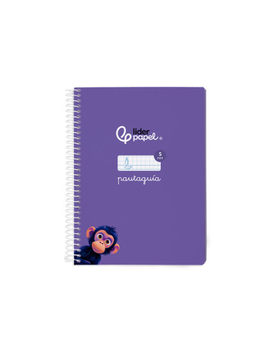 Cuaderno espiral liderpapel din a5 pautaguia tapa blanda 40h 75gr cuadro pautado 5mm color lila