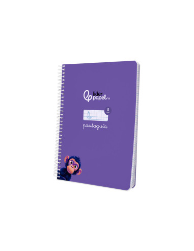 Cuaderno espiral liderpapel din a5 pautaguia tapa blanda 40h 75gr cuadro pautado 5mm color lila