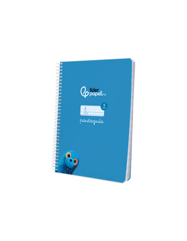 Cuaderno espiral liderpapel din a5 pautaguia tapa blanda 40h 75 gr cuadro pautado 5mm color azul