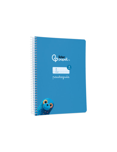 Cuaderno espiral liderpapel din a5 pautaguia tapa blanda 40h 75 gr cuadro pautado 5mm color azul