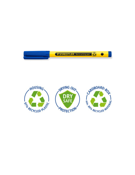Rotulador staedtler noris writing pen 307 tinta base de agua punta fina trazo 0,6 mm azul