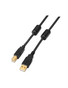 Cable USB 2.0 Impresora Aisens A101-0011/ USB Tipo-B Macho - USB Macho/ 5m/ Negro