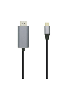 Cable Conversor Aisens A109-0392/ USB Tipo-C Macho - HDMI Macho/ Hasta 27W/ 1250Mbps/ 80cm/ Negro