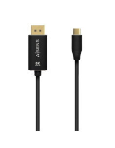 Cable Conversor DisplayPort 8K 60HZ Aisens A109-0686/ USB Tipo-C Macho - DisplayPort Macho/ Hasta 27W/ 1250Mbps/ 80cm/ Negro