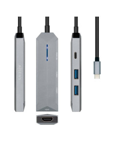 Docking USB Tipo-C Aisens ASUC-4P002-GR/ 1xHDMI 4K/ 2xUSB/ 1xUSB Tipo-C PD/ Gris
