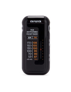 Radio Portátil Aiwa R-22BK/ con Batería/ a Pilas/ Negra