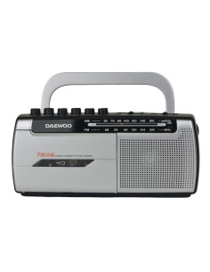 Radio Cassete Daewoo DW1107/ con Cable/ a Pilas/ Negra y Plateada