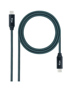 Cable USB 3.2 Tipo-C Nanocable 10.01.4301-COMB/ USB Tipo-C Macho - USB Tipo-C Macho/ Hasta 100W/ 20Gbps/ 1m/ Gris y Negro