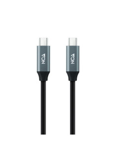 Cable USB 3.2 Tipo-C Nanocable 10.01.4301-L150/ USB Tipo-C Macho - USB Tipo-C Macho/ Hasta 100W/ 20Gbps/ 1.5m/ Gris y Negro