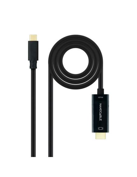Cable Conversor Nanocable 10.15.5133/ USB Tipo-C Macho - HDMI Macho/ 3m/ Negro