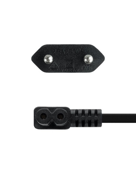 Cable Alimentación Acodado Nanocable 10.22.0503/ CEE7/16 Macho - C7 Hembra/ 3m/ Negro