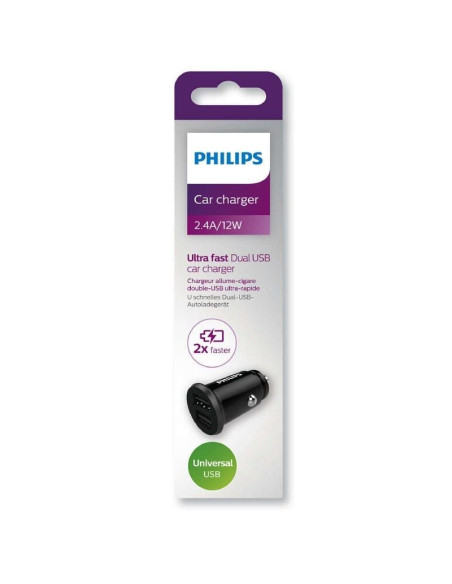 Cargador de Coche Philips DLP2510/ 2xUSB/ 12W