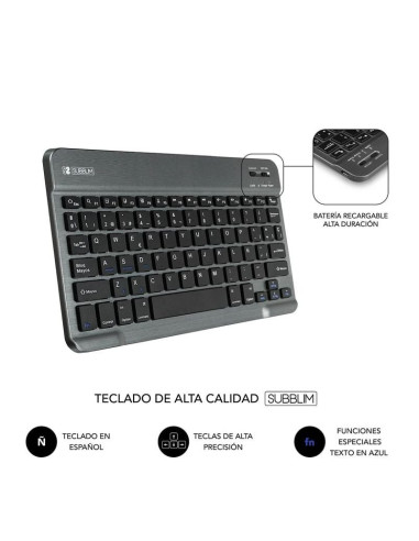 Funda con Teclado Subblim Keytab Pro Bluetooth para Tablets de 10.1"-10.8"/ Roja
