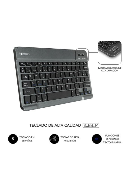 Funda con Teclado Subblim Keytab Pro Bluetooth para Tablets de 10.1"-10.8"/ Roja